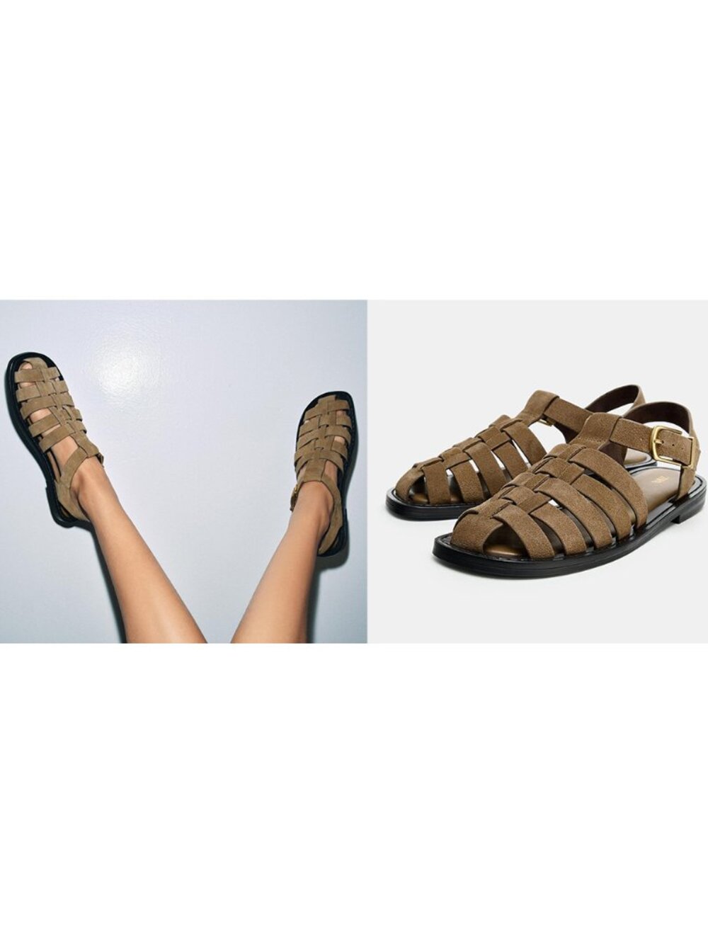 NEW ZARA split leather fisherman shoes 1610